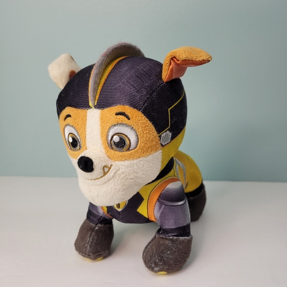 Paw Patrol Rubble Plush Puppy Dog Stuffed Animal Standing Sewn Eyes Spin Master - Picture 1 of 10